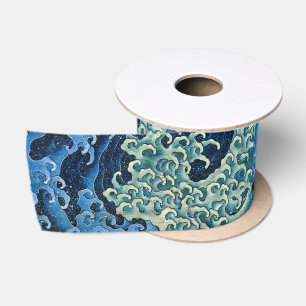 Hokusai Vrouwelijke Golf Vintage Oceaan  Satijnen Lint
