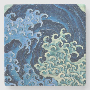Hokusai Vrouwelijke Golf Vintage Oceaan  Stenen Onderzetter