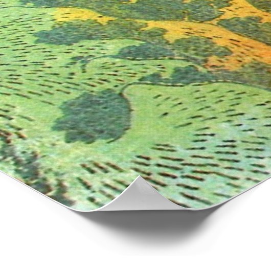 Hokusai: Waterval op de weg van Kiso Poster (Hoek)