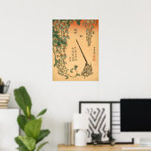 Hokusai  Wisteria en Wagtail GalleryHD Poster (Thuiskantoor)