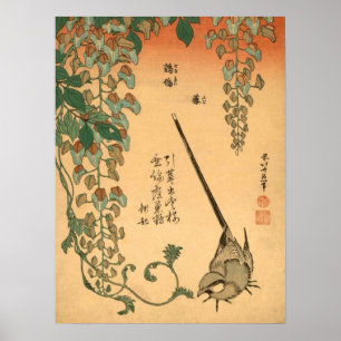 Hokusai  Wisteria en Wagtail GalleryHD Poster