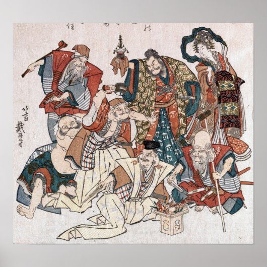 Hokusai - Zeven Goden van Good Fortune Poster (Voorkant)