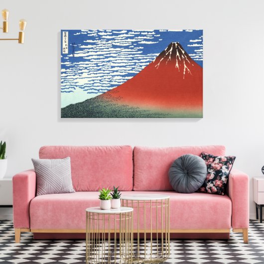 Hokusai Zuid Wind Clear Sky Red Fuji Canvas (Insitu (Woonkamer))