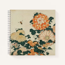 Hokusai's Chrysanten en Paardvlieg Notitieboek