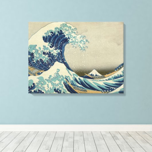 Hokusai's De Grote Golf van Kanagawa Canvas Afdruk (Insitu (Houten vloer))