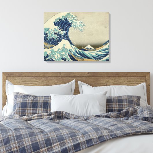 Hokusai's De Grote Golf van Kanagawa Canvas Afdruk (Insitu (Slaapkamer))