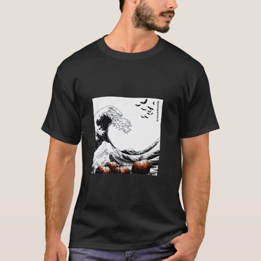 Hokusai's Great Wave Spooky Cats T-Shirt (Voorkant)
