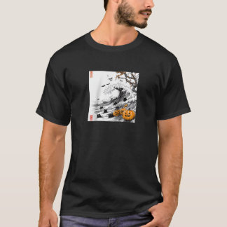Hokusai's Halloween Wave Raglan Ba T-shirt