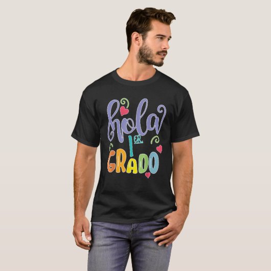 Hola 1er Primer Grado Spaans leraar Maestra Espa T-shirt (Voorkant volledig)