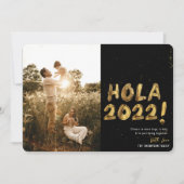 Hola 2022 Gold New Year Together Photo Feestdagenkaart (Voorkant)