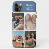 Hola! 4 Fotocollage blauw gepersonaliseerd Case-Mate iPhone Case (Achterkant)