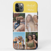Hola! 4 Fotocollage Helder Geel Gepersonaliseerd Case-Mate iPhone Case (Achterkant)