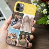 Hola! 4 Fotocollage Helder Geel Gepersonaliseerd Case-Mate iPhone Case