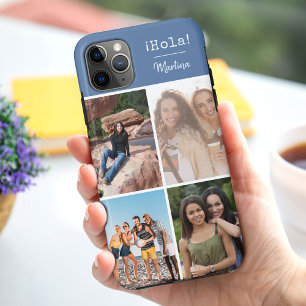 ¡Hola! 4 Persoonlijke Fotocollage Blauw Case-Mate iPhone Case