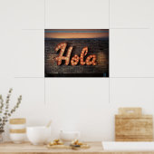 "Hola" Aanmelden bij Brick Wall Poster (Keuken)