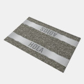 Hola Adios Spaanse Typografie Silver Glitter Deurmat (Schuin)