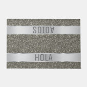Hola Adios Spaanse Typografie Silver Glitter Deurmat (Voorkant)