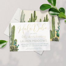 Hola Baby Boho Cactus Baby shower Uitnodiging