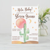 Hola Baby. Desert Cactus Boho Baby shower Kaart (Staand voorkant)