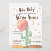 Hola Baby. Desert Cactus Boho Baby shower Kaart (Voorkant / Achterkant)