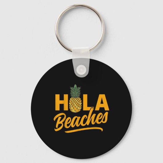 Hola Beaches Funny Pineapple Summer Sleutelhanger (Voorkant)