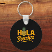 Hola Beaches Funny Pineapple Summer Sleutelhanger (Voorkant)