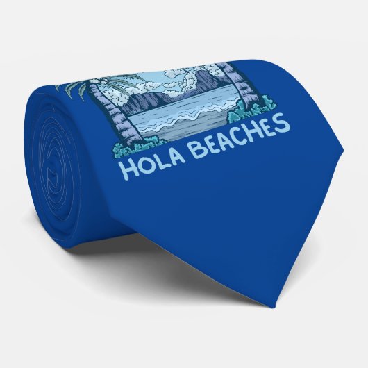 HOLA BEACHES grappig strandleven zomer Stropdas (Opgerold)