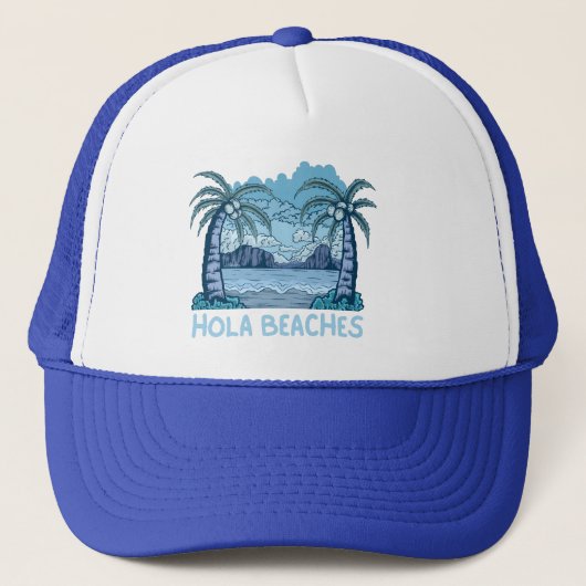 HOLA BEACHES grappig strandleven zomer Trucker Pet (Voorkant)