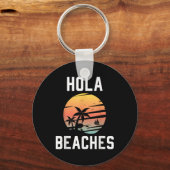 Hola Beaches Palm Tree Sunset Funny Beach Vakantie Sleutelhanger (Voorkant)