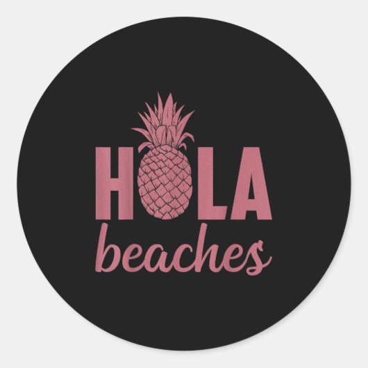 Hola Beaches Pineapple Funny Beach Vakantie Hawaii Ronde Sticker (Voorkant)