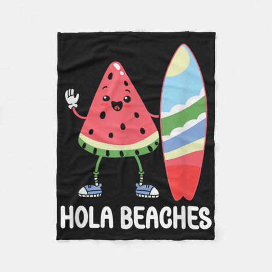 Hola Beaches Schattige Kawaii Watermelon Surfboard Fleece Deken (Voorkant)