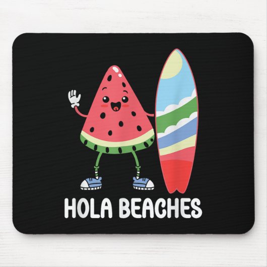 Hola Beaches Schattige Kawaii Watermelon Surfboard Muismat (Voorkant)