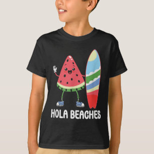 Hola Beaches Schattige Kawaii Watermelon Surfboard T-shirt