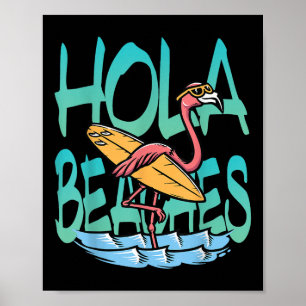Hola Beaches Vlammende Surfer in het strand Ocean Poster