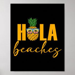Hola Beaches Vrouwen Zomer Ananas Hawaiian Vaca Poster