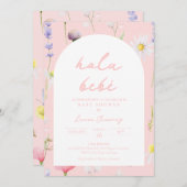 Hola Bebe Flor Invitación Spaanse Uitnodiging (Voorkant / Achterkant)