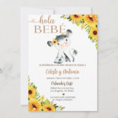 Hola bebé koe meisje baby shower nodigt uit, Spaan Kaart (Voorkant)