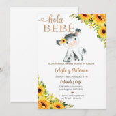 Hola bebé koe meisje baby shower nodigt uit, Spaan Kaart (Voorkant / Achterkant)