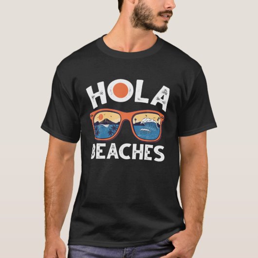 Hola bereikt zonneglazen palm met ruitvormige trop t-shirt (Voorkant)