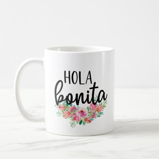 Hola Bonita Spaanse Rozen Typografie Modern Koffiemok (Links)