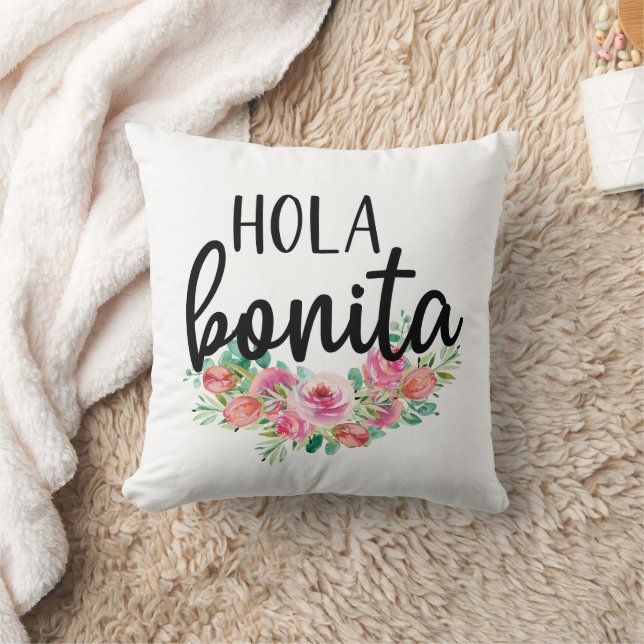 Hola Bonita Spaanse Rozen Typografie Modern Kussen (Deken)