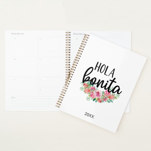 Hola Bonita Spaanse Rozen Typografie Modern Planner (Display)