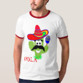 Hola Cute Mexican Sombrero Cactus Funny Graphic T-shirt (Voorkant)