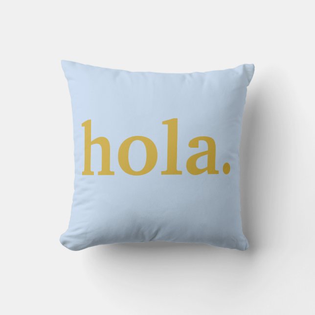 Hola Gold Script & Blue Kussen (Voorkant)