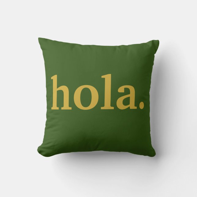 Hola Gold Script en Green Poster Sierkussen (Voorkant)