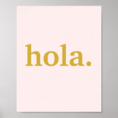 Hola Gold Script op roze Poster (Voorkant)