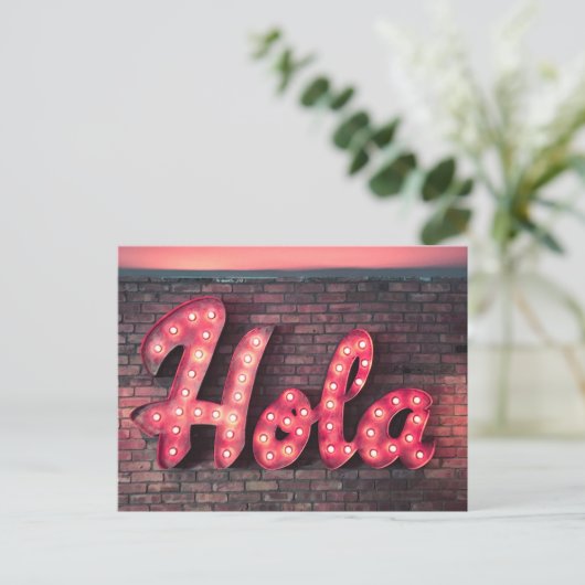 Hola Hallo Neon Sign Briefkaart (Staand voorkant)
