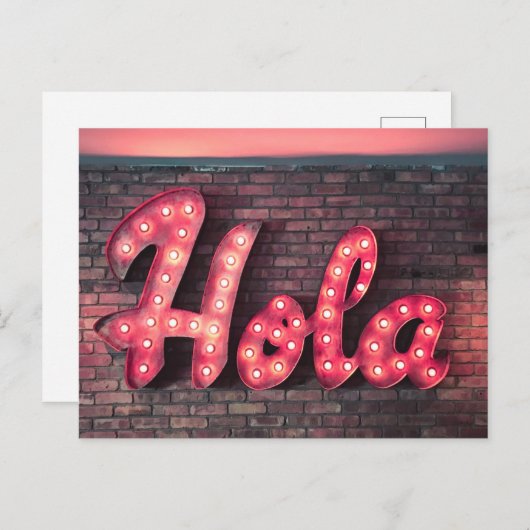 Hola Hallo Neon Sign Briefkaart (Voorkant / Achterkant)