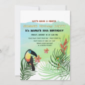 Hola Happy Birthday - Tropische Flamingo Toucan Kaart (Achterkant)