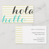 Hola hello, intérprete traductor profesor idiomas visitekaartje (Voorkant / Achterkant)